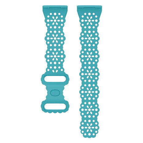 Strap-it® Strap-it Fitbit Versa 4 siliconen bandje met patroon (aqua)