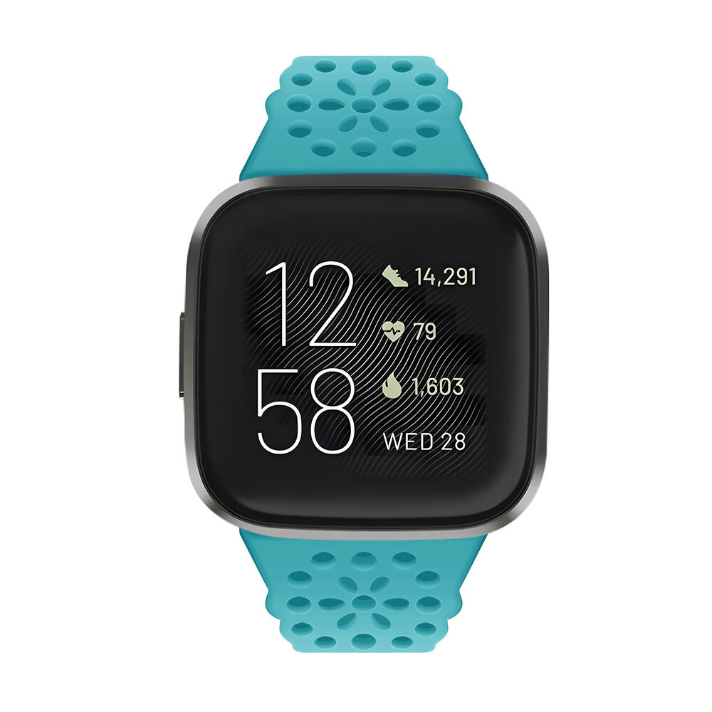 Strap-it® Strap-it Fitbit Versa 4 siliconen bandje met patroon (aqua)