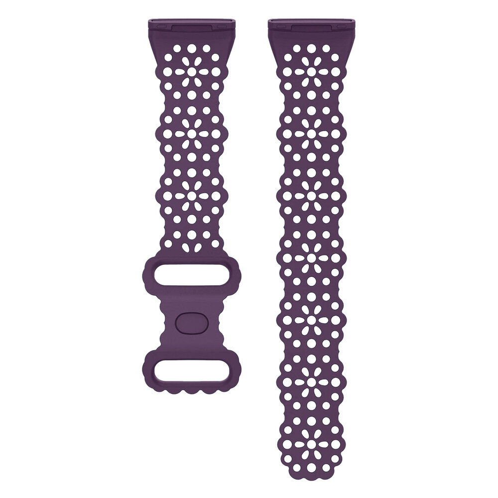 Strap-it® Strap-it Fitbit Versa 4 siliconen bandje met patroon (paars)