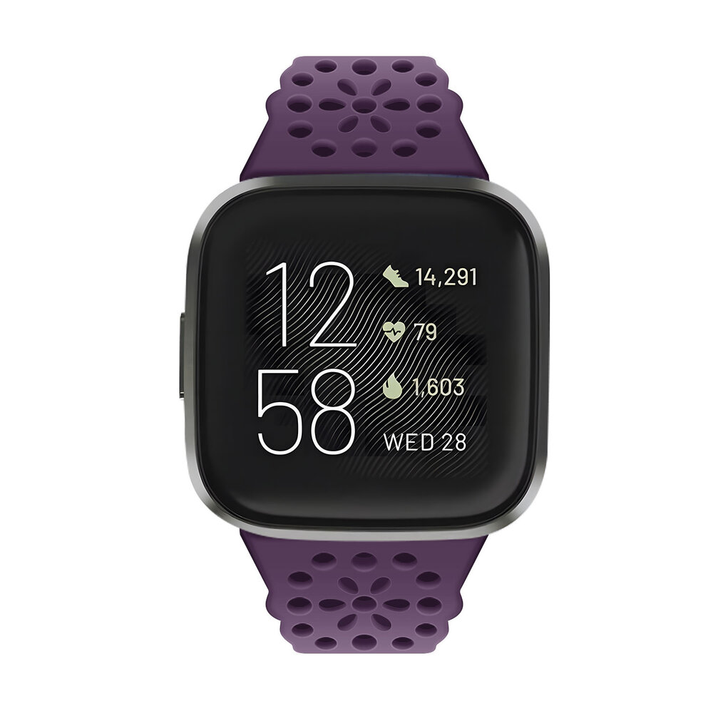 Strap-it® Strap-it Fitbit Versa 4 siliconen bandje met patroon (paars)