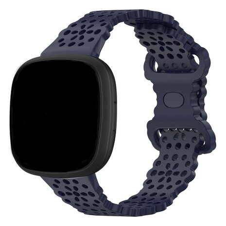 Strap-it® Strap-it Fitbit Versa 4 siliconen bandje met patroon (donkerblauw)
