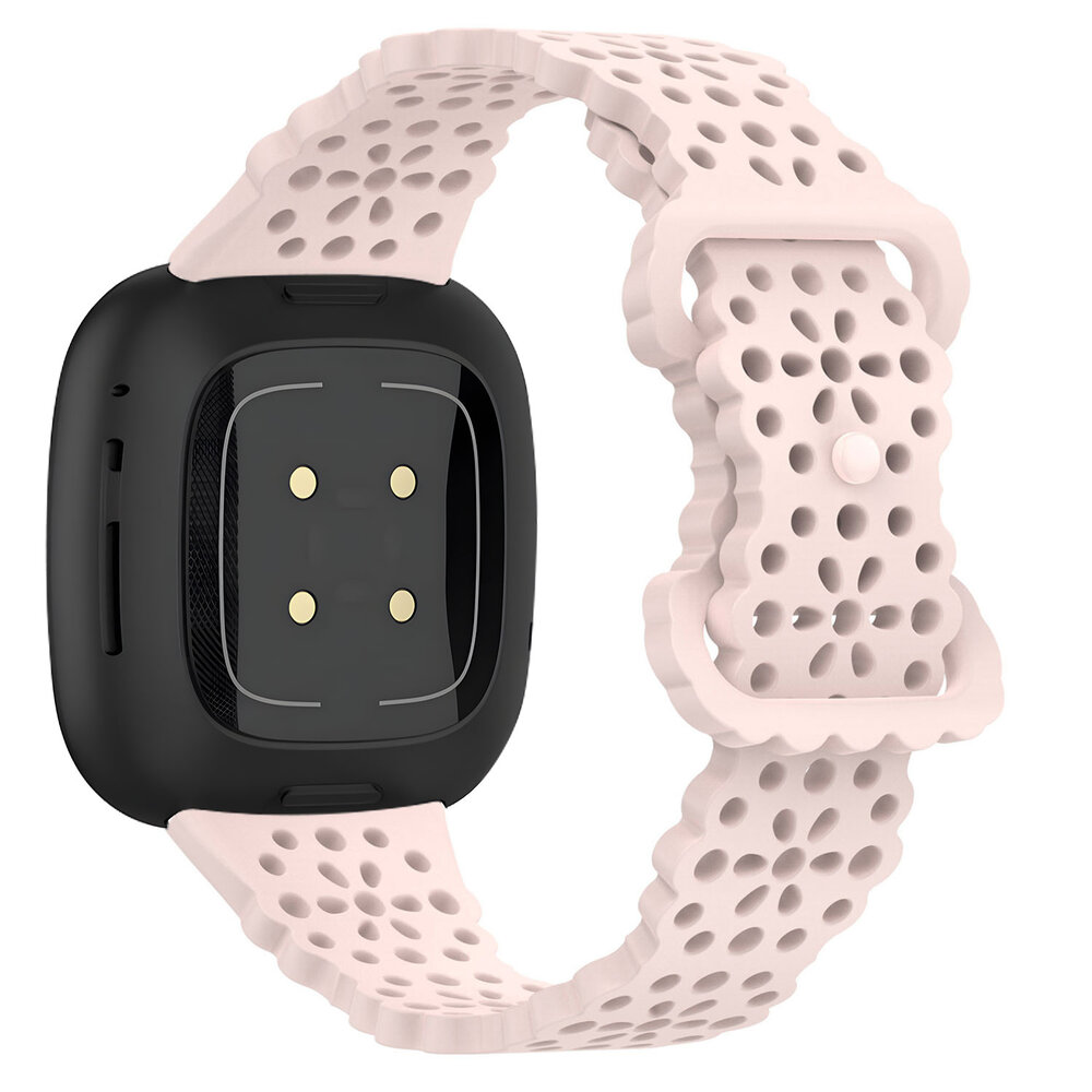 Strap-it® Strap-it Fitbit Versa 4 siliconen bandje met patroon (lichtroze)