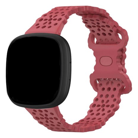 Strap-it® Strap-it Fitbit Versa 4 siliconen bandje met patroon (rood)