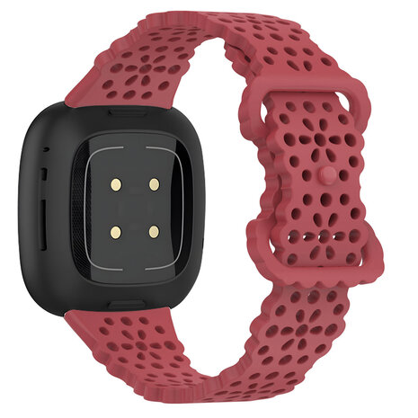 Strap-it® Strap-it Fitbit Versa 4 siliconen bandje met patroon (rood)