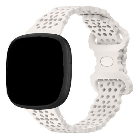 Strap-it® Strap-it Fitbit Versa 4 siliconen bandje met patroon (zand roze)