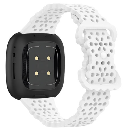 Strap-it® Strap-it Fitbit Versa 4 siliconen bandje met patroon (wit)