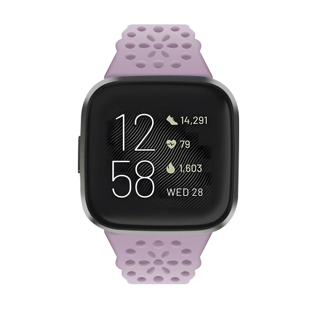 Strap-it® Strap-it Fitbit Sense 2 siliconen bandje met patroon (lichtpaars)