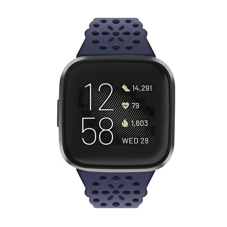 Strap-it® Strap-it Fitbit Sense 2 siliconen bandje met patroon (donkerblauw)