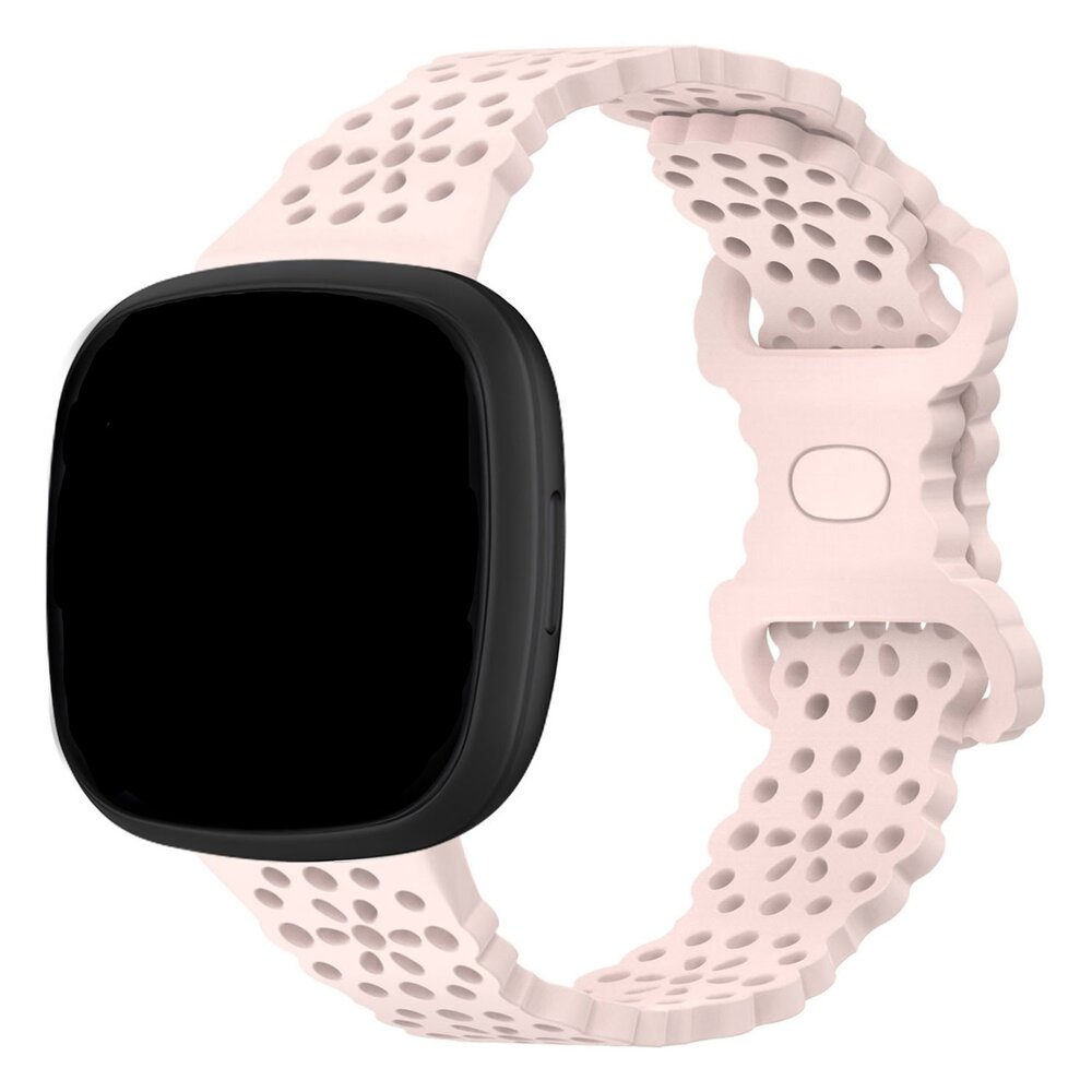 Strap-it® Strap-it Fitbit Sense 2 siliconen bandje met patroon (lichtroze)