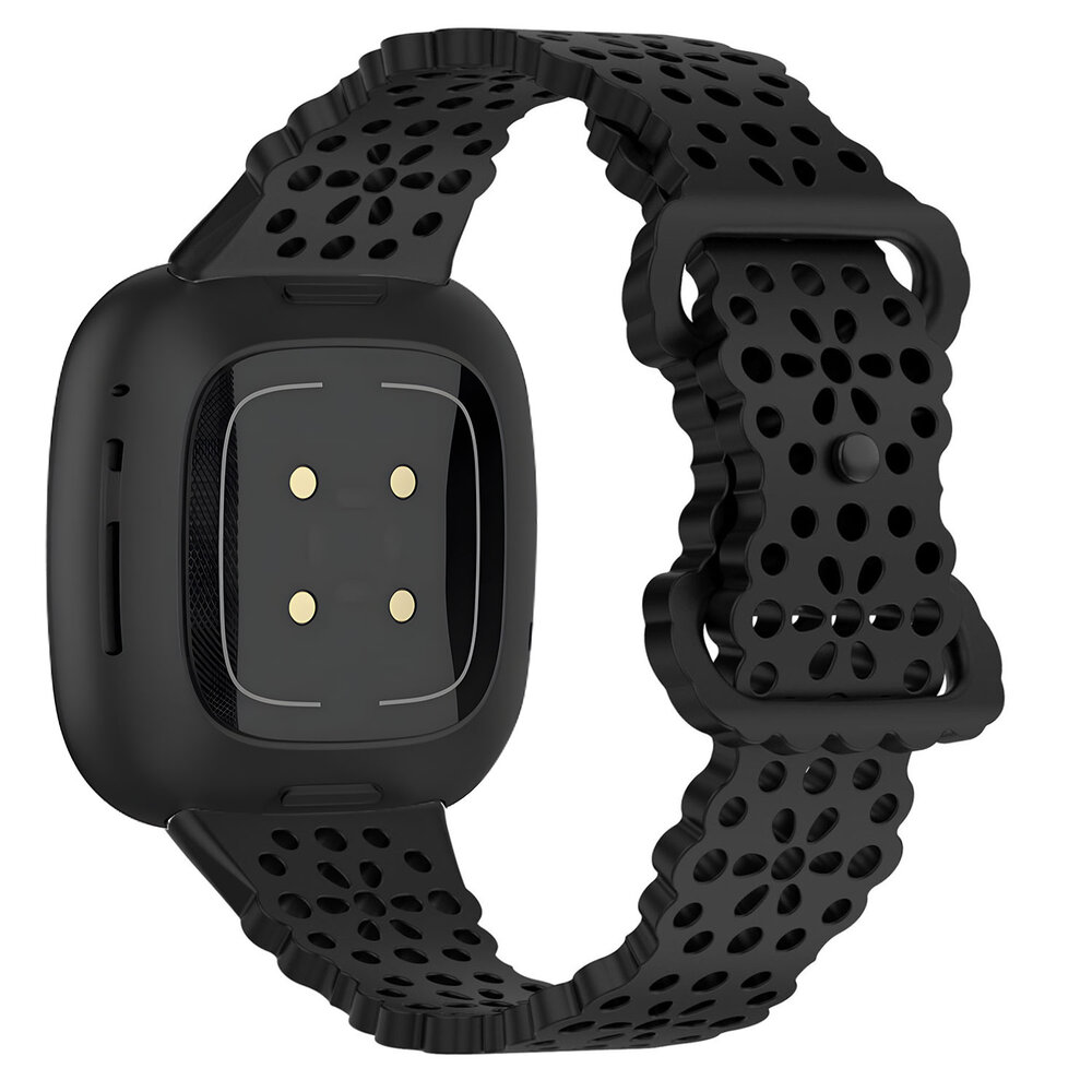 Strap-it® Strap-it Fitbit Sense 2 siliconen bandje met patroon (zwart)