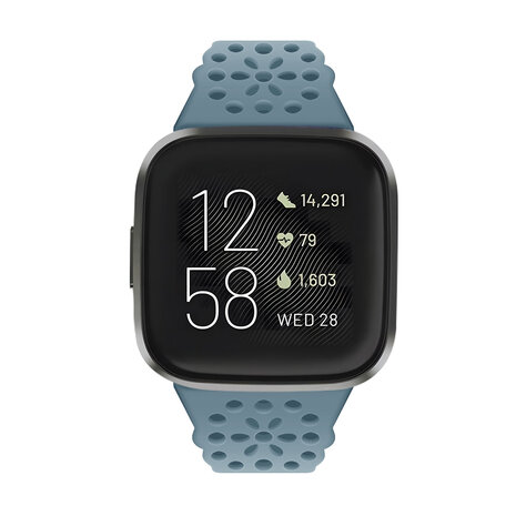 Strap-it® Strap-it Fitbit Sense 2 siliconen bandje met patroon (grijsblauw)