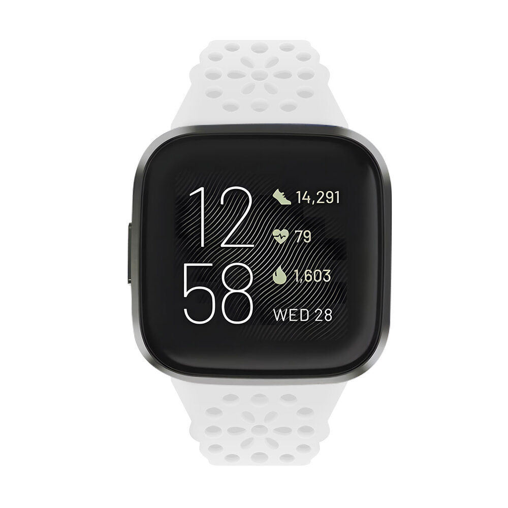 Strap-it® Strap-it Fitbit Sense 2 siliconen bandje met patroon (wit)