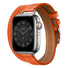 Strap-it® Strap-it Apple Watch leren double tour band (oranje)