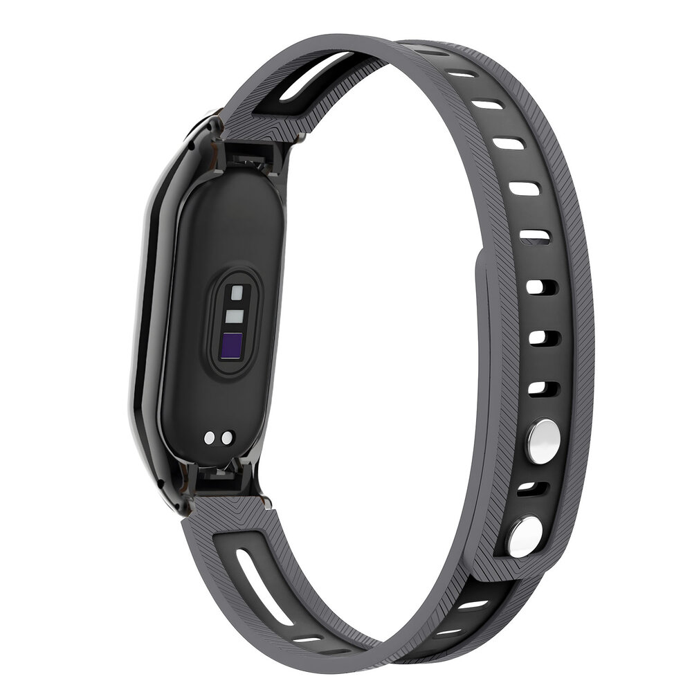 Strap-it® Strap-it Xiaomi Mi Band 7 sport bandje met frame (grijs/zwart)