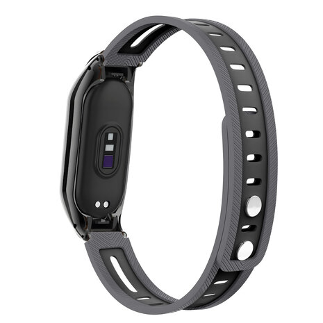 Strap-it® Strap-it Xiaomi Mi Band 7 sport bandje met frame (grijs/zwart)