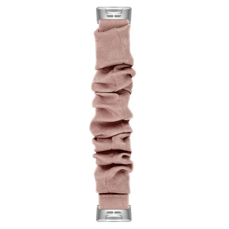Strap-it® Strap-it Fitbit Charge 3 scrunchie bandje (beige met parels)