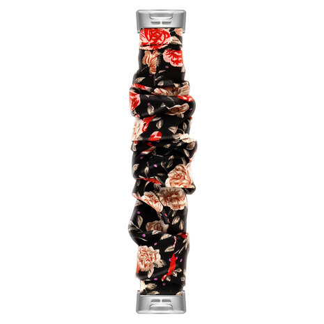 Strap-it® Strap-it Fitbit Charge 3 scrunchie bandje (bloemen)