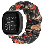 Strap-it® Fitbit Versa 3 scrunchie bandje (bloemen)
