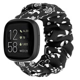 Strap-it® Fitbit Versa 3 scrunchie bandje (zwart mix)