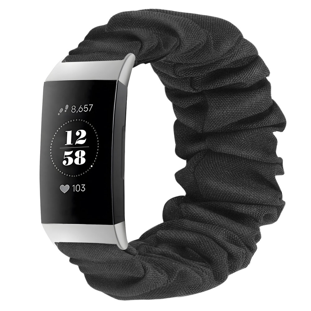 Strap-it® Strap-it Fitbit Charge 4 scrunchie bandje (zwart) Strap-it® Strap-it Fitbit Charge 4 scrunchie bandje (zwart)