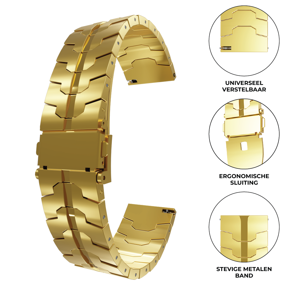 Strap-it® Strap-it Huawei Watch GT 2 Pro steel iron band (goud)