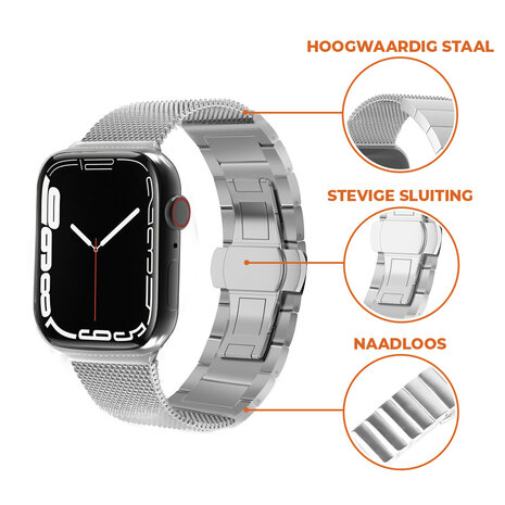 Strap-it® Strap-it Apple Watch stalen Milanese band (zilver)