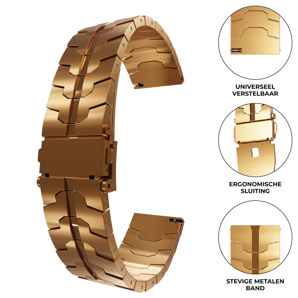Strap-it® Strap-it Amazfit GTS 3 steel iron band (rosé goud)