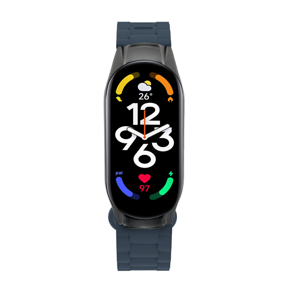 Strap-it® Strap-it Xiaomi Mi Band 7 TPU bandje met frame (donkerblauw)