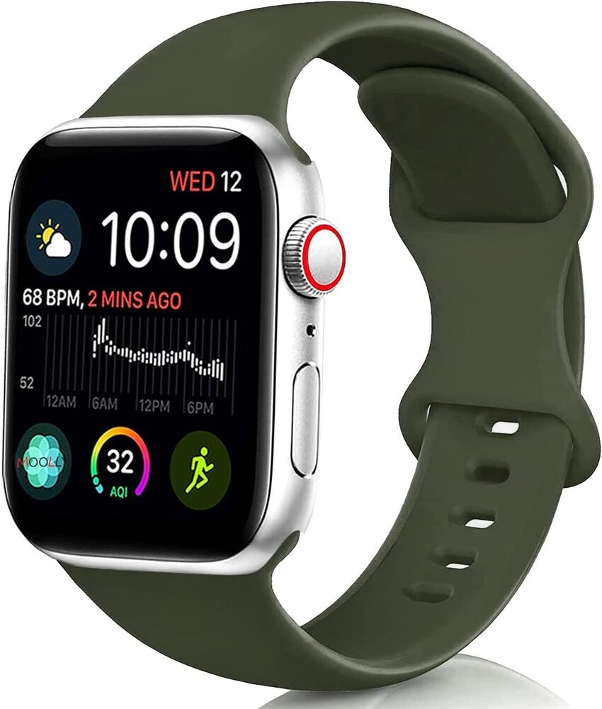 Strap-it® Strap-it Apple Watch 8 siliconen bandje (legergroen)