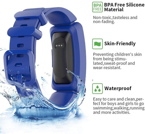 Strap-it® Strap-it Fitbit Ace 2 siliconen bandje (donkerblauw)