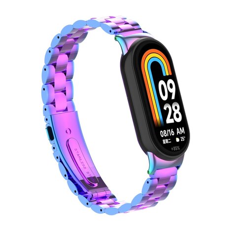 Strap-it® Strap-it Xiaomi Smart Band 8 stalen bandje (regenboog)