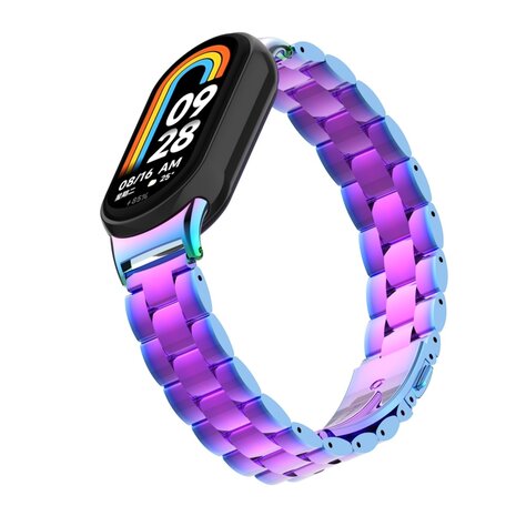 Strap-it® Strap-it Xiaomi Smart Band 8 stalen bandje (regenboog)