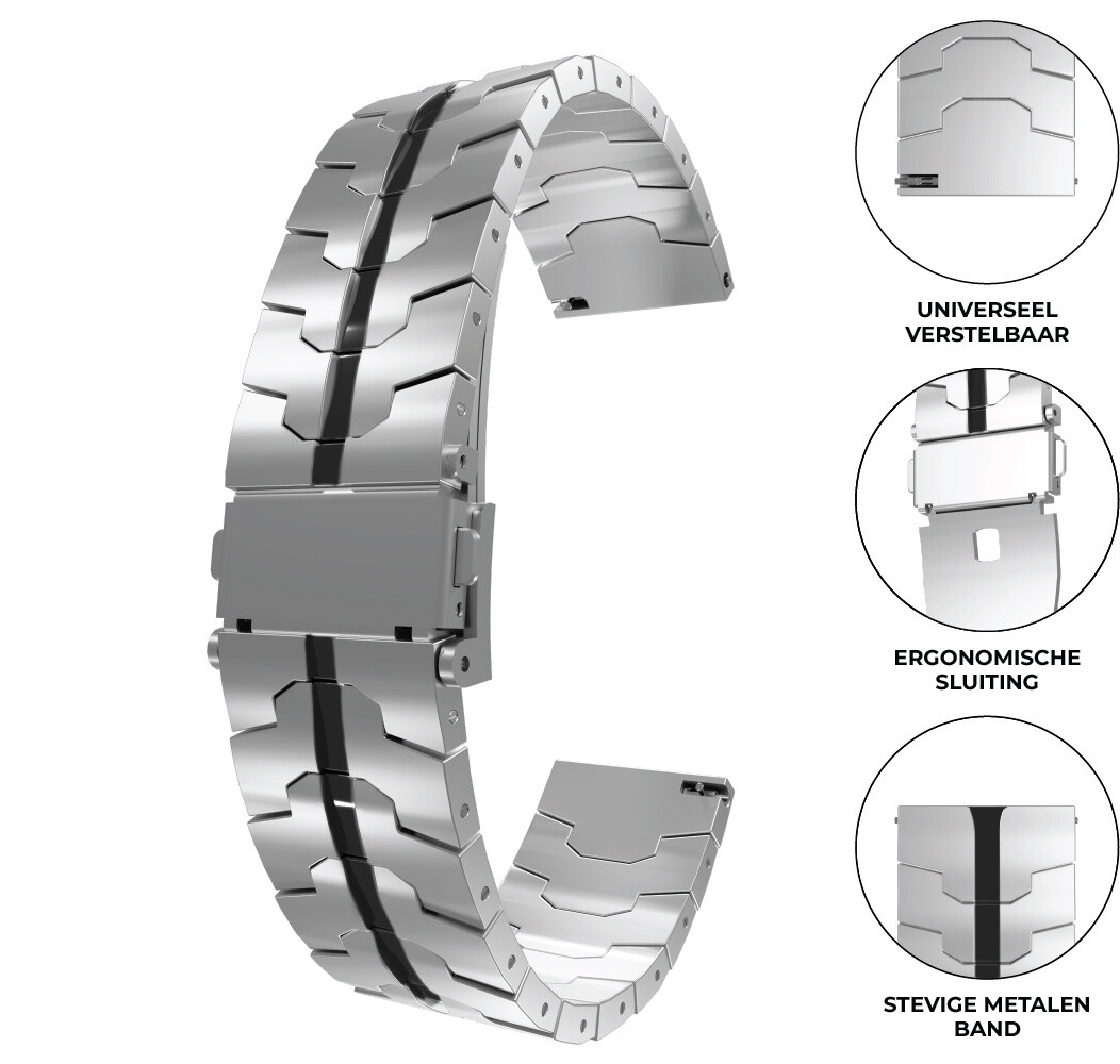 Strap-it® Strap-it Xiaomi Mi Watch steel iron band (zilver/zwart)