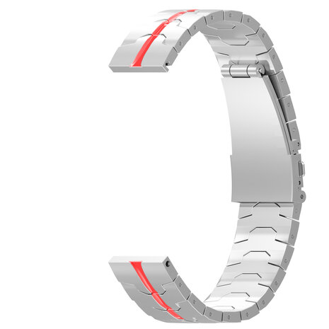 Strap-it® Strap-it Samsung Gear S3 steel iron band (zilver/rood)