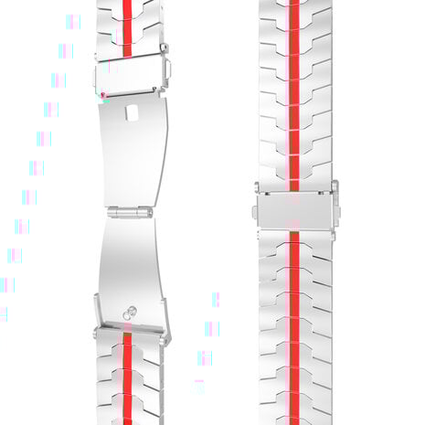 Strap-it® Strap-it Amazfit GTR 2 steel iron band (zilver/rood)