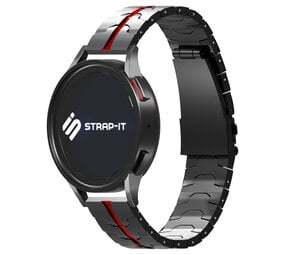 Strap-it® Samsung Galaxy Watch 3 45mm steel iron band (zwart/rood)