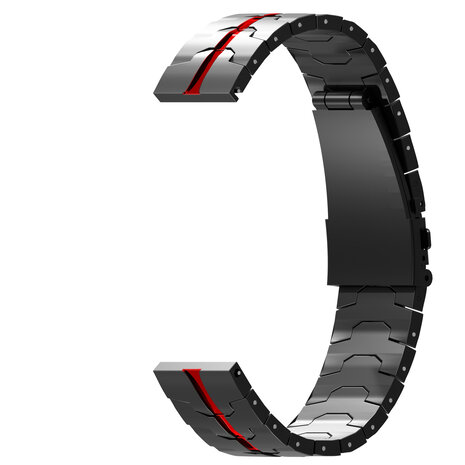 Strap-it® Strap-it Samsung Gear S3 steel iron band (zwart/rood)