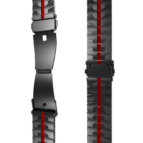 Strap-it® Strap-it Xiaomi Watch S1 steel iron band (zwart/rood) Strap-it® Strap-it Xiaomi Watch S1 steel iron band (zwart/rood)