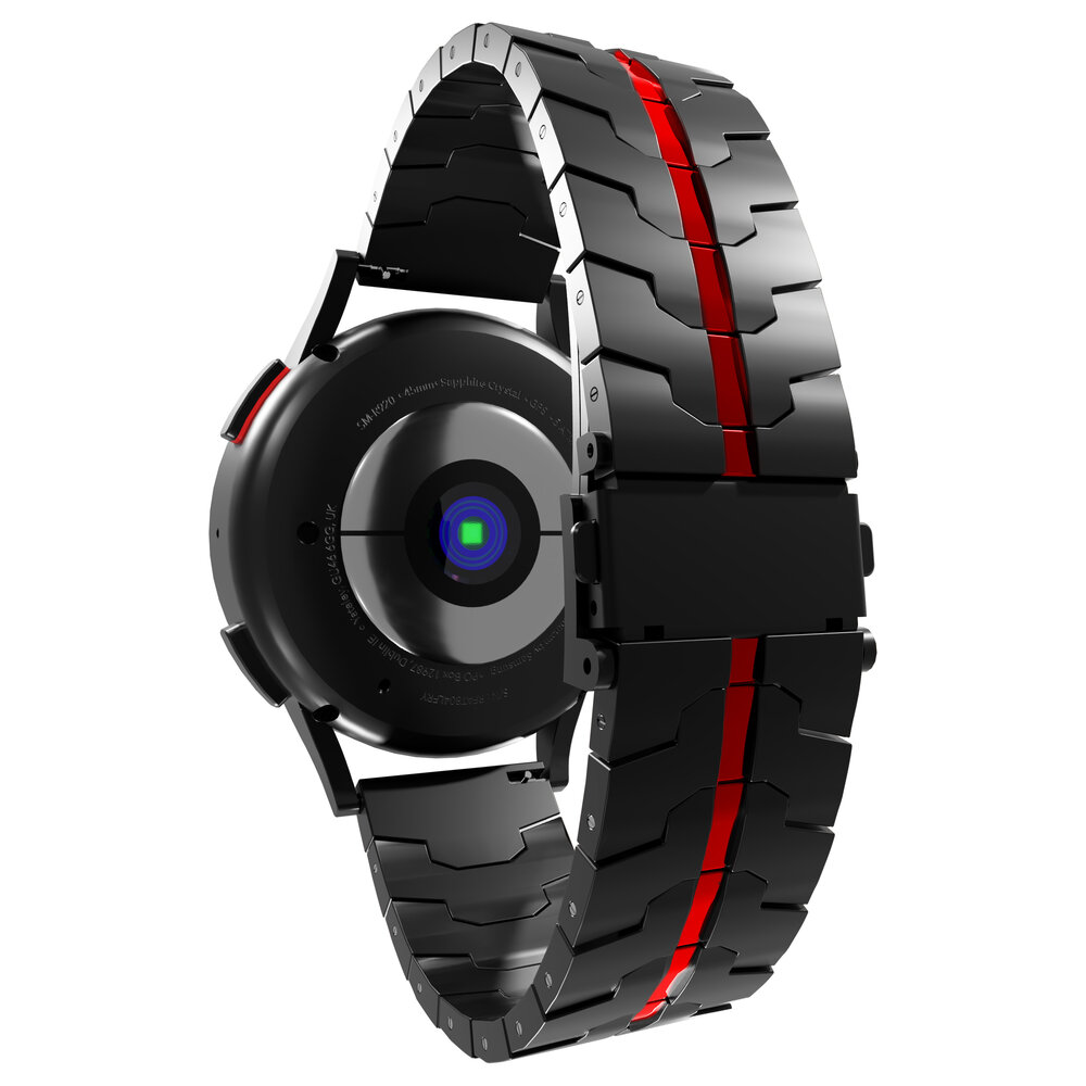 Strap-it® Strap-it Amazfit GTR 3 (Pro) steel iron band (zwart/rood)