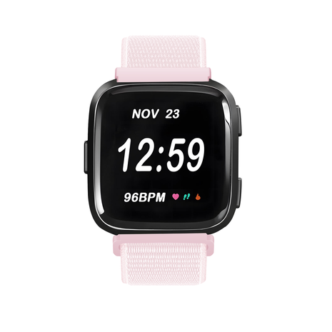 Strap-it® Strap-it Fitbit Versa nylon bandje (lichtroze)