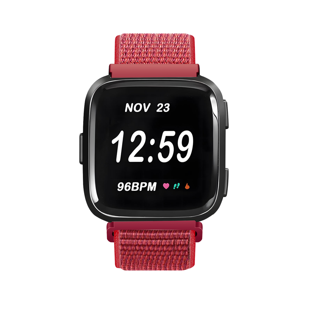 Strap-it® Strap-it Fitbit Versa nylon bandje (rood)