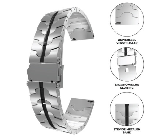 Strap-it® Strap-it Polar Ignite 2 steel iron band (zilver/zwart)