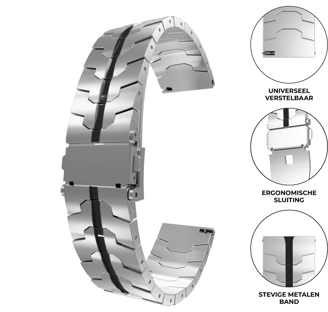 Strap-it® Strap-it Polar Ignite 3 steel iron band (zilver/zwart) Strap-it® Strap-it Polar Ignite 3 steel iron band (zilver/zwart)
