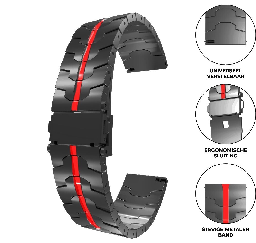 Strap-it® Strap-it Polar Unite steel iron band (zwart/rood) Strap-it® Strap-it Polar Unite steel iron band (zwart/rood)
