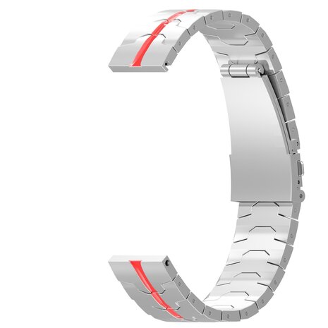 Strap-it® Strap-it Samsung Galaxy Watch 3 41mm steel iron band (zilver/rood)