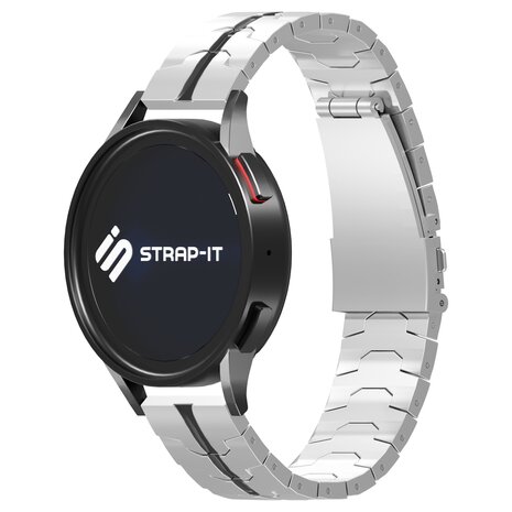 Strap-it® Strap-it Samsung Galaxy Watch 3 41mm steel iron band (zilver/zwart)
