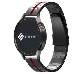 Strap-it® Samsung Galaxy Watch 3 41mm steel iron band (zwart/rood) Strap-it® Samsung Galaxy Watch 3 41mm steel iron band (zwart/rood)