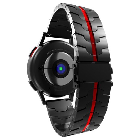 Strap-it® Strap-it Samsung Galaxy Watch 42mm steel iron band (zwart/rood) Strap-it® Strap-it Samsung Galaxy Watch 42mm steel iron band (zwart/rood)