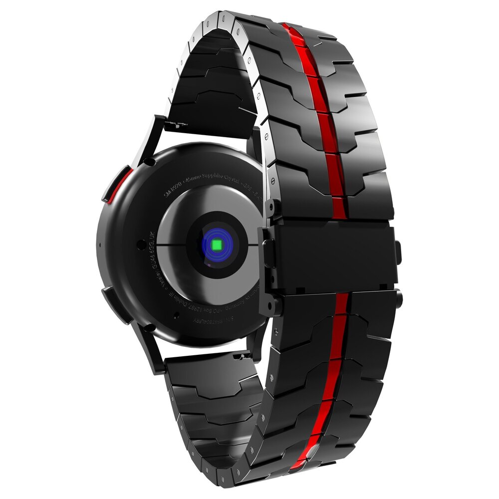 Strap-it® Strap-it Samsung Galaxy Watch Active steel iron band (zwart/rood) Strap-it® Strap-it Samsung Galaxy Watch Active steel iron band (zwart/rood)