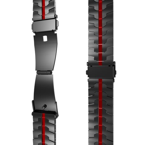 Strap-it® Strap-it Xiaomi Amazfit GTS steel iron band (zwart/rood) Strap-it® Strap-it Xiaomi Amazfit GTS steel iron band (zwart/rood)